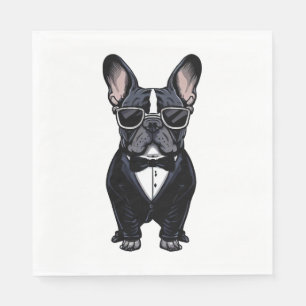 Franse Bulldog in Tuxedo met een bril Servet