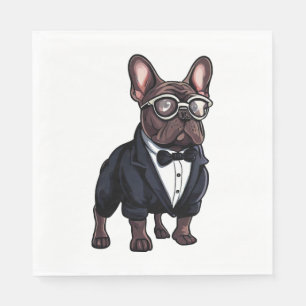 Franse Bulldog in Tuxedo met een bril Servet