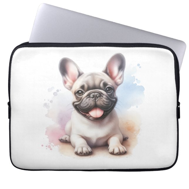 Franse Bulldog in waterverf Laptop Sleeve (Voorkant)