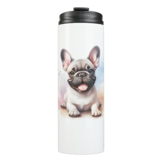 Franse Bulldog in waterverf Thermosbeker (Voorkant)