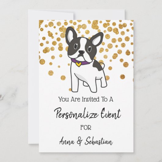 *~* Franse Bulldog Invitatie Frenchie Cute Kaart (Voorkant)