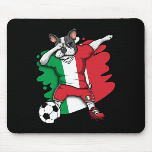 Franse Bulldog Italië Voetbal Fans Jersey Football Muismat