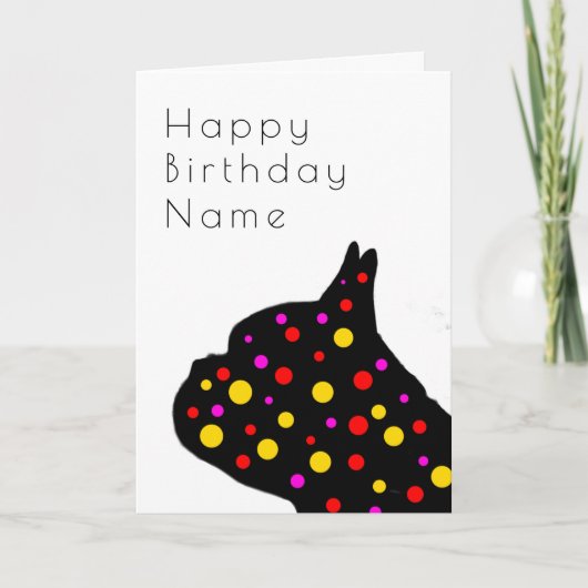 Franse Bulldog Jewel Art Deco Birthday Card Kaart (Voorkant)