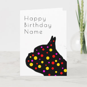 Franse Bulldog Jewel Art Deco Birthday Card Kaart
