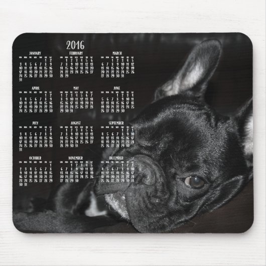 Franse Bulldog Kalendar 2016 Muismat (Voorkant)