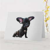 Franse Bulldog Karikatuur Auto Wenskaart Kaart (Gele Bloem)