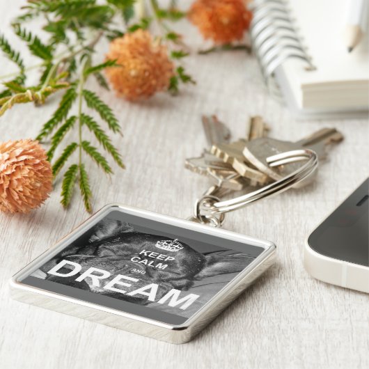 Franse Bulldog Keep Calm Dream Sleutelhanger (Zijkant)