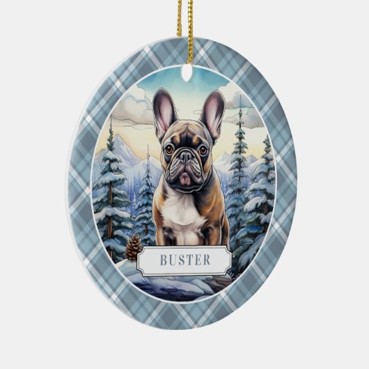 Franse Bulldog keramische cirkel Ornament (Rechts)