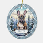 Franse Bulldog keramische cirkel Ornament (Links)