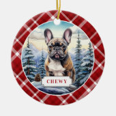 Franse Bulldog keramische cirkel Ornament (Voorkant)