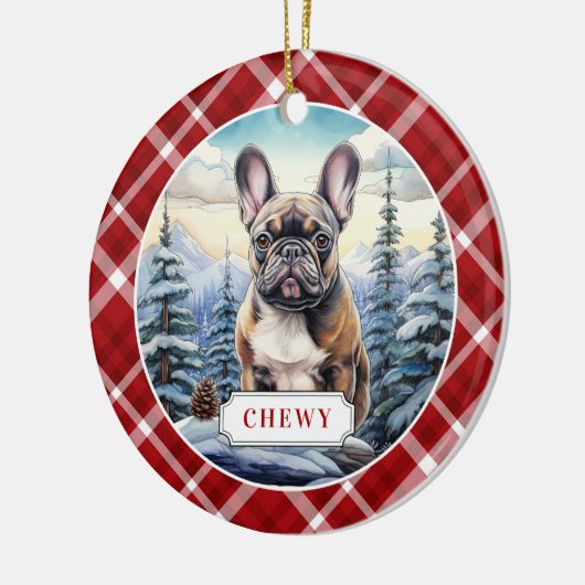 Franse Bulldog keramische cirkel Ornament (Links)