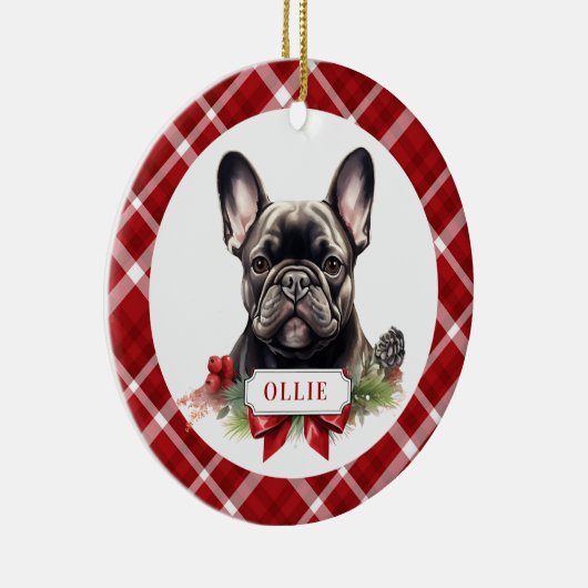 Franse Bulldog keramische cirkel Ornament (Rechts)