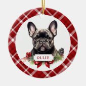 Franse Bulldog keramische cirkel Ornament (Voorkant)