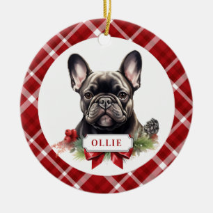 Franse Bulldog keramische cirkel Ornament