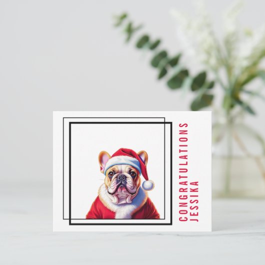 Franse Bulldog Kerst Briefkaart (Staand voorkant)
