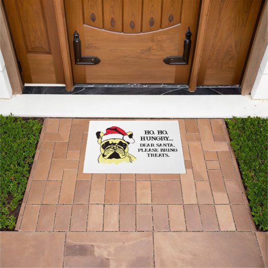 Franse Bulldog Kerst Cartoon Door Mat (Buiten)