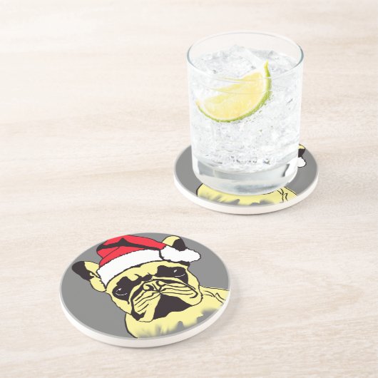 Franse Bulldog Kerst Cartoon Sandstone Onderzetter (Zijkant)