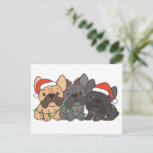Franse Bulldog Kerst Dieren Cute Honden Feestdagenkaart (Staand voorkant)
