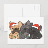 Franse Bulldog Kerst Dieren Cute Honden Feestdagenkaart (Voorkant / Achterkant)