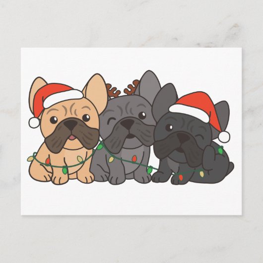 Franse Bulldog Kerst Dieren Cute Honden Feestdagenkaart (Voorkant)