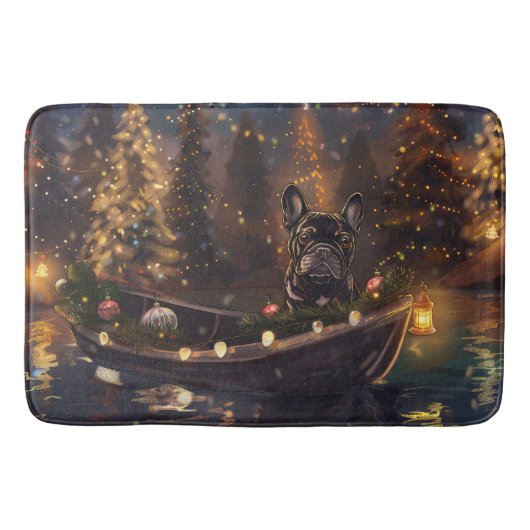 Franse Bulldog Kerst Feestelijke Reis Badmat (Voorkant)