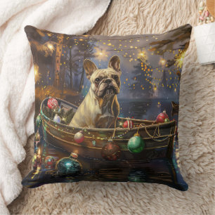 Franse Bulldog Kerst Feestelijke Reis Kussen