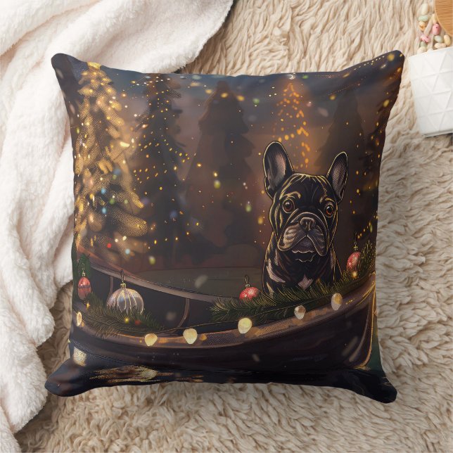 Franse Bulldog Kerst Feestelijke Reis Kussen (Deken)