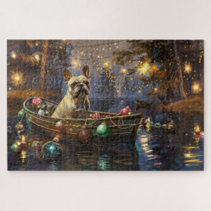 Franse Bulldog Kerst Feestelijke Reis Legpuzzel