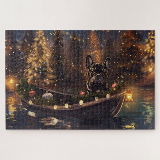 Franse Bulldog Kerst Feestelijke Reis Legpuzzel (Horizontaal)