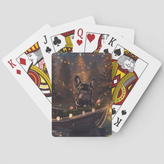 Franse Bulldog Kerst Feestelijke Reis Pokerkaarten (Achterkant)