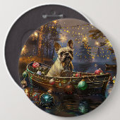 Franse Bulldog Kerst Feestelijke Reis Ronde Button 6,0 Cm (Voorkant /achterkant)