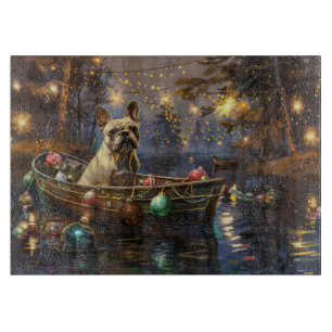 Franse Bulldog Kerst Feestelijke Reis Snijplank