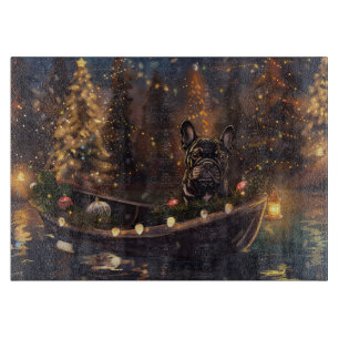 Franse Bulldog Kerst Feestelijke Reis Snijplank