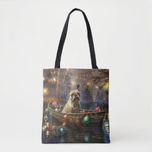 Franse Bulldog Kerst Feestelijke Reis Tote Bag