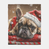Franse Bulldog Kerst Festiviteit Fleece Deken (Voorkant)