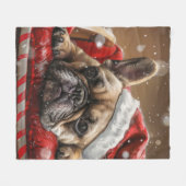 Franse Bulldog Kerst Festiviteit Fleece Deken (Voorkant (Horizontaal))