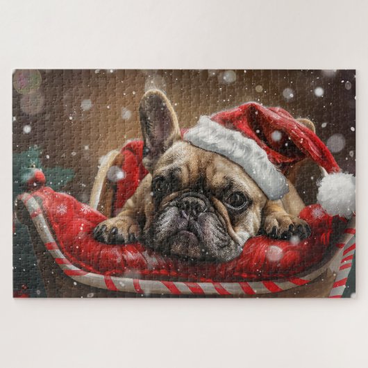 Franse Bulldog Kerst Festiviteit Legpuzzel (Horizontaal)