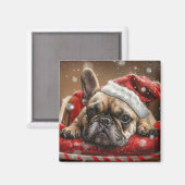 Franse Bulldog Kerst Festiviteit Magneet (Voorkant / Achterkant)