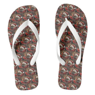 Franse Bulldog Kerst Festiviteit Teenslippers