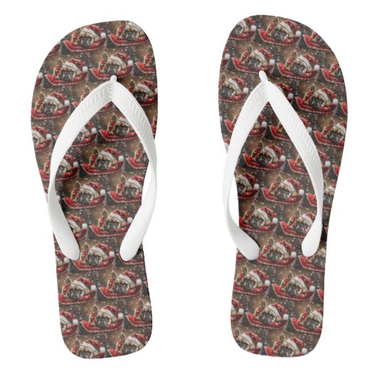 Franse Bulldog Kerst Festiviteit Teenslippers (Voetbed)