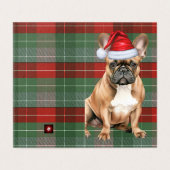 Franse Bulldog Kerst Groen Rood Vakantie Plaid Kaart (Buitenkant ongevouwen)