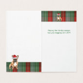 Franse Bulldog Kerst Groen Rood Vakantie Plaid Kaart (Binnenkant ongevouwen)