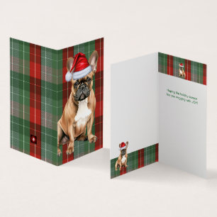 Franse Bulldog Kerst Groen Rood Vakantie Plaid Kaart