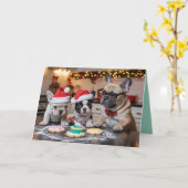 Franse Bulldog Kerst Koekje Kaart (Gele Bloem)