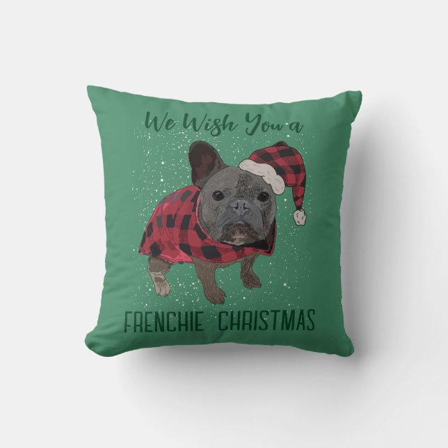 Franse Bulldog Kerst Mopshond Kussen (Voorkant)