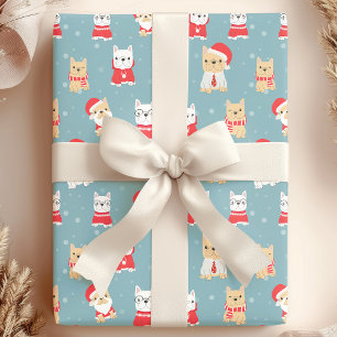 Franse Bulldog Kerst Patroon Cadeaupapier