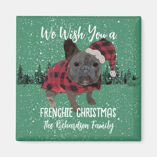 Franse Bulldog Kerst Persoonlijke Hond Frenchie Magneet (Voorkant)