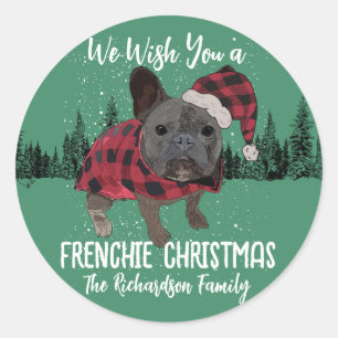 Franse Bulldog Kerst Persoonlijke Hond Frenchie Ronde Sticker