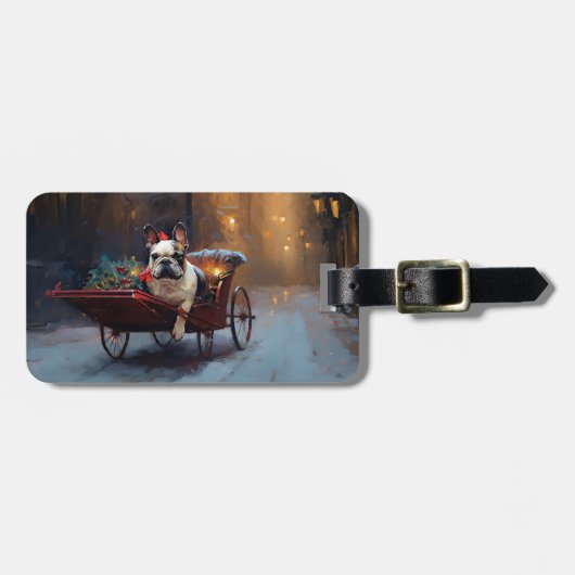 Franse Bulldog Kerst Seizoen Bagagelabel (Voorkant horizontaal)