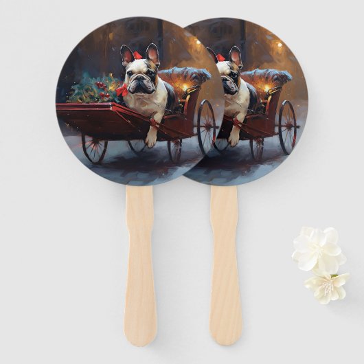 Franse Bulldog Kerst Seizoen Handwaaier (Voorkant en achterkant)